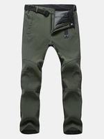 Mens Outdoor Soft Shell Fleece Lined Water-repellent Quick-Dry Breathable Climbing Sport Pants
