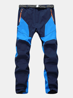 Mens Outdoor Soft Shell Water-repellent Quick-Dry Breathable Stitching Color Sport Pants