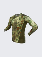 Mens Outdoor Tactical Camouflage Tight Quick-Dry T-shirt Elastic Wicking Long Sleeves T-shirt