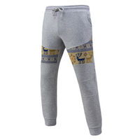 Mens Printed Elastic Waist Drawstring Solid Color Loose Fit Athleisure Cotton pants