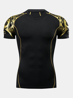 Mens Quick-drying Printed Short Sleeve Tight Tops Jogging Training Fitness Sport T-shirt