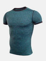 Mens Quick-drying Skinny Fit Solid Color Tops Fitness Training Jogging Sport T-shirt