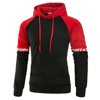 Mens Sport Hoodies Hit Color Front Big Pocket Casual Cotton Hooded Tops