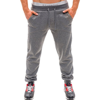 Mens Sport Jogging Pants Elastic Waist Drawstring Solid Color Casual Sportwear