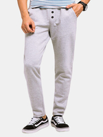 Mens Sport Pants Elastic Waist Drawstring Solid Color Casual Sportwear