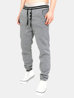 Mens Sport Pants Elastic Waist Drawstring Splicing Buttons Decorated Solid Color Casual Sportwear