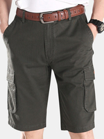 Mens Spring Summer Multi-pockets Casual Cotton Cargo Shorts