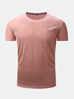 Mens Spring Summer Solid Color O-neck Short Sleeve Casual Cotton T-shirt