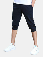 Mens Spring Summer Sports Loose Fit Over Knee Solid Color Darwstring Cotton Shorts
