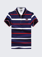 Mens Stripes Pattern Polo Shirt Short Sleeve Spring Summer Casual Tops