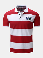 Mens Stripes Pattern Polo Shirts Short Sleeve Spring Summer Casual Business Tops