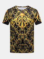 Mens Stylish 3D Printed O-neck Short Sleeve Casual T-shirt