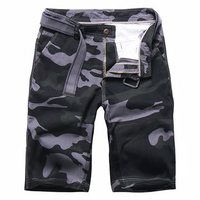 Mens Summer Cotton Breathable Camo Printed Knee Length Casual Shorts