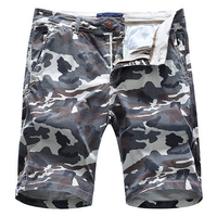 Mens Summer Cotton Breathable Camo Printed Knee Length Slim Fit Casual Shorts