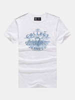 Mens Summer Cotton Breathable Printed O-neck Short Sleeve Casual T-shirt