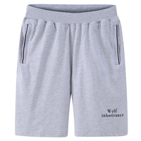 Mens Summer Cotton Elastic Waist Solid Color Knee Length Casual Shorts Sport Shorts