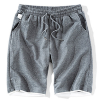 Mens Summer Cotton Elastic Waist Solid Color Thin Casual Sport Shorts