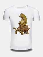 Mens Summer Creative 3D Animal Printed O-neck Short Sleeve Casual T-shirt
