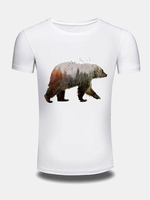 Mens Summer Creative 3D Bear Printed O-neck Short Sleeve Casual T-shirt