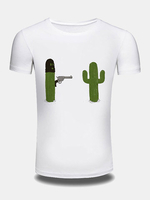 Mens Summer Creative 3D Cactus Printed O-neck Short Sleeve Casual T-shirt