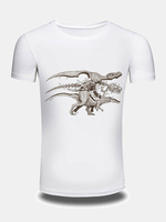 Mens Summer Creative 3D Dinosaur Printed O-neck Short Sleeve Casual T-shirt