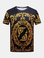 Mens Summer Creative 3D Printed Round Neck Short Sleeve Casual T-shirt