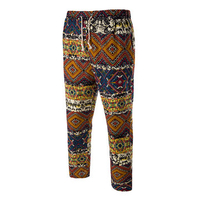 Mens Summer Drawsrting Cotton Linen National Style Casual Harem Pants