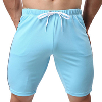 Mens Summer Drawstring Solid Color Knee Length Casual Home Shorts Sport Shorts