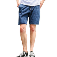 Mens Summer Drawstring Solid Color Knee Length Slim Fit Casual Cotton Shorts