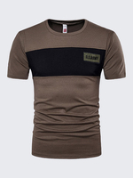 Mens Summer Hit Color O-neck Short Sleeve Casual Cotton T-shirt