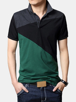 Mens Summer Hit Color Short Sleeve Turn-down Collar Casual Cotton Polo Shirts