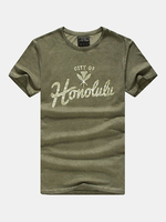Mens Summer Letter Printed O-neck Short Sleeve Casual Cotton T-shirt