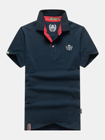 Mens Summer Solid Color Short Sleeve Cotton Polo Shirt
