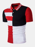 Mens Summer Stylish Hit Color Short Sleeve Turn-down Collar Polo Shirts