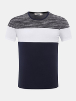 Mens Summer Stylish Patchwork Cotton Short Sleeve O-neck Casual T-shirt