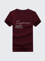 Mens T-shirt Fashion Letters Printing Solid Color Round Neck Short Sleeve Casual Top Tees