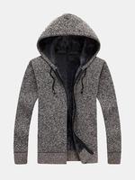 Mens Thicken Thermal Wear-resistant Zipper Knitting Hoodies