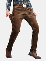Mens Thicken Warm Corduroy Casual Business Straight Pants