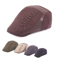 Mens Unisex Summer Breathable Mesh Cotton Embroidery Beret Hat Casual Sunshade Forward Cap