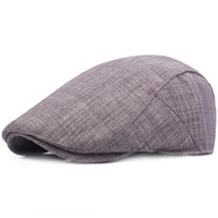 Mens Unisex Vintage Linen Solid Beret Hat Casual Sunscreen Breathable Visor Caps Adjustable
