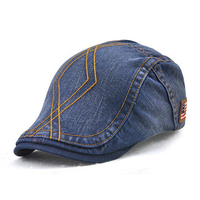 Mens Unisex Vintage Washed Cotton Berets Hat Leisure Breathable Visor Curved Brim Flat Caps