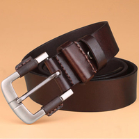 Mens Vintage Personality Hollow Genuine Cowhide Leather Belt Casual Pin Buckle Waistbands