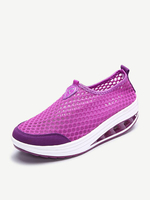 Mesh Breathable Pure Color Slip On Athletic Platform Casual Sport Shake Shoes