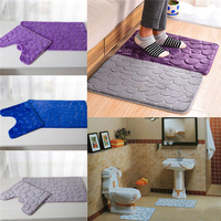 Microfibre Bath Mat Set Non Slip Rug Bathmat Toilet Shower Bathroom Anti Contour 2Pcs/Set