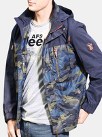 Military Outdoor Hooded Camouflage Printing Chest Zipper Pockets Coat Jacket for Men