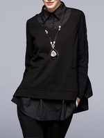 Miting Black Fake Two Pieces Shirts