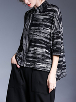 Miting High Collar Half Sleeve Women Blouses