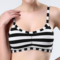 Modal Wireless Bandeau Hollow Backless Stripe Prinred Yoga Sleeping Soft Bras