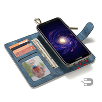 Multi-function Phone Holster For Samsung S8 Plus Leather Magnetic Wallet Zipper Pouch Card Holder