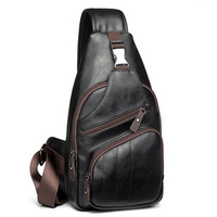 Multi Pocket PU Leather Crossbody Bag Patchwork Sling Bag Chest Bag For Men